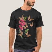 Schmetterlinge und süße Erbsen-Blume schwarz T-Shirt (Vorderseite)