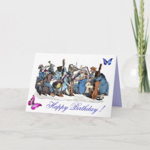 SCHMETTERLINGE UND TIERHOF-ORCHESTER GEBURTSTAG KARTE