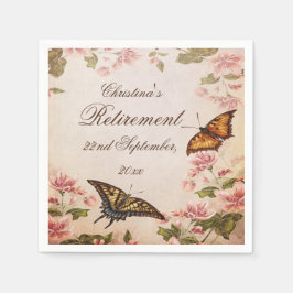 Schmetterlinge und Vintage Almond Blossom Serviett Serviette