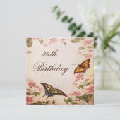 Schmetterlinge und Vintages Almond Blossom 35. Geb Einladung (Stehend Vorderseite)