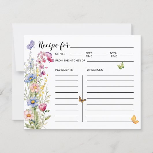 Schmetterlinge und Wildblume Brautparty Rezept Kar (Vorderseite)