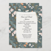 Schmetterlinge und Wildblumen-Design für eine neue Einladung (Vorne/Hinten)