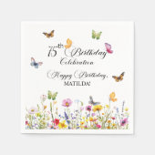 Schmetterlinge und Wildblumen Elegant 75. Geburtst Serviette (Vorderseite)