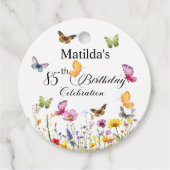 Schmetterlinge und Wildblumen Elegant 85. Geburtst Geschenkanhänger (Vorderseite)