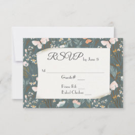 Schmetterlinge und Wildblumen für die Hochzeitsfei RSVP Karte