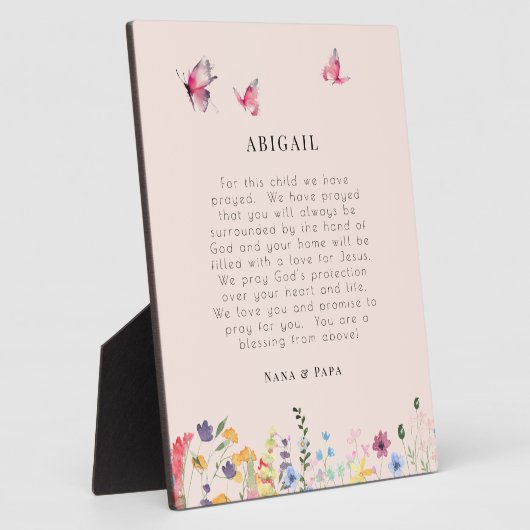 Schmetterlinge und Wildblumen Gebet für Kinder Fotoplatte (Seite)