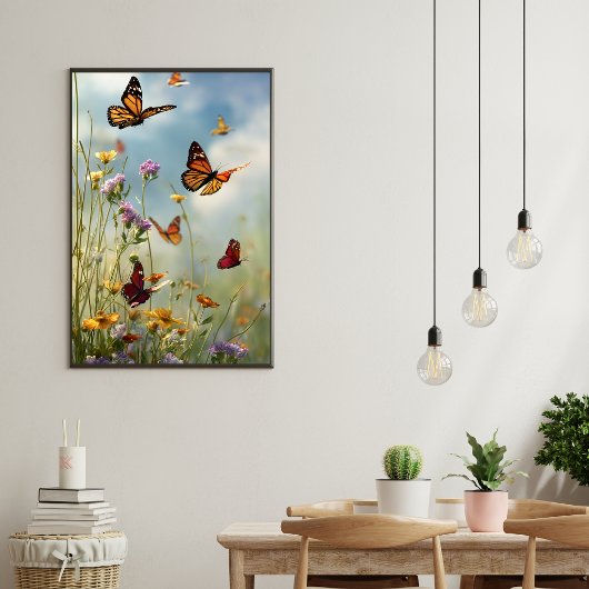 Schmetterlinge und Wildblumen Poster