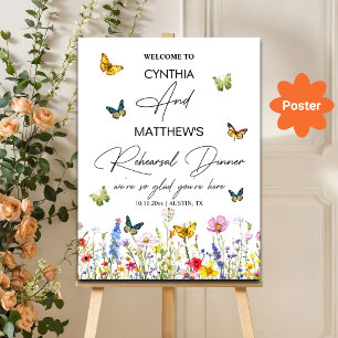 Schmetterlinge und Wildblumen Probe Abendessen Poster