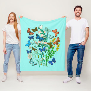 Schmetterlinge und Wildblumen Vintag botanisch Fleecedecke