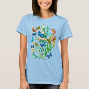 Schmetterlinge und Wildblumen Vintag botanisch T-Shirt