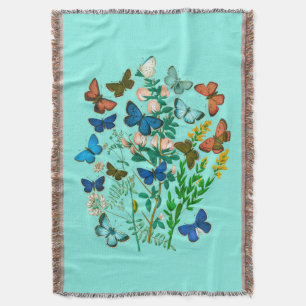 Schmetterlinge und Wildblumen Vintage-Botanik Decke