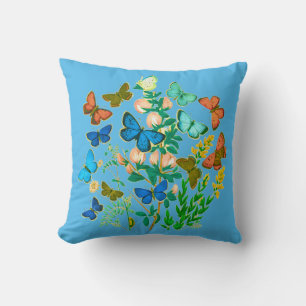 Schmetterlinge und Wildblumen Vintage-Botanik Kissen
