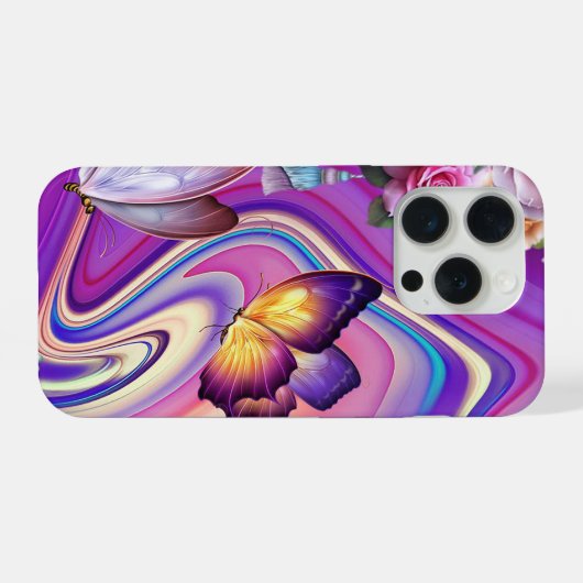 Schmetterlinge und Wirbel iPhone Hülle (Rückseite (Horizontal))