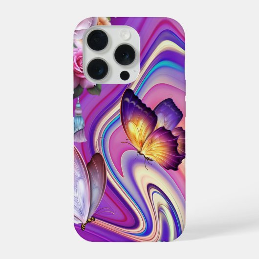 Schmetterlinge und Wirbel iPhone Hülle (Rückseite)