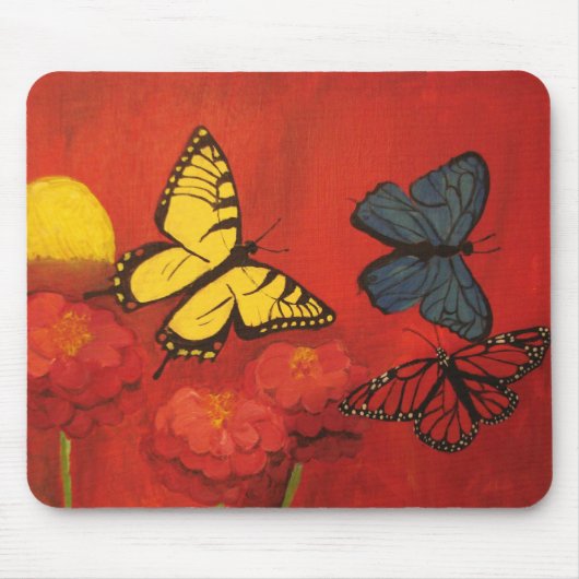 Schmetterlinge und Zinnias Mousepad (Vorne)