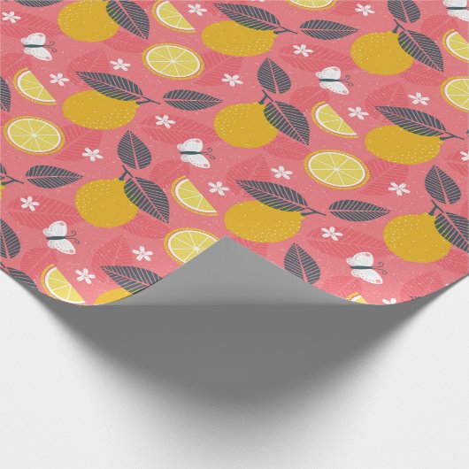 Schmetterlinge und Zitronen Geschenkpapier (Ecke)