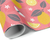 Schmetterlinge und Zitronen Geschenkpapier (Rolleneckpunkt)