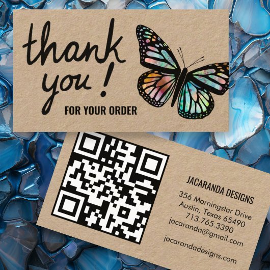 Schmetterlinge Vielen Dank für Ihre Bestellung QR  Visitenkarte