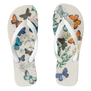 Schmetterlinge, Vintage Illustration Badesandalen