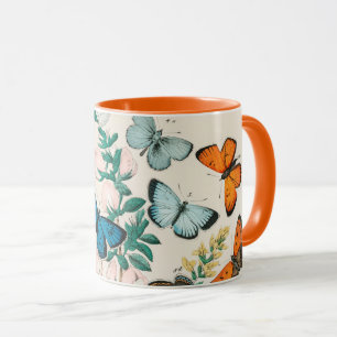Schmetterlinge, Vintage Illustration, Tasse