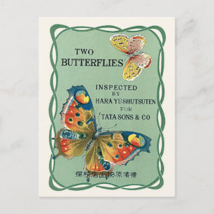 Schmetterlinge Vintage Japan Seide Werbung Postkarte