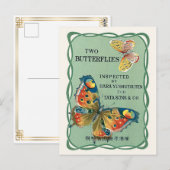 Schmetterlinge Vintage japanische Seidenwerbung Postkarte (Vorne/Hinten)