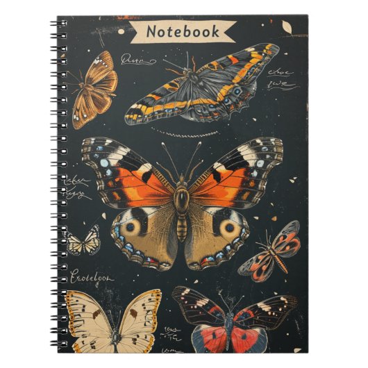 Schmetterlinge Vintage Notizblock (Vorderseite)