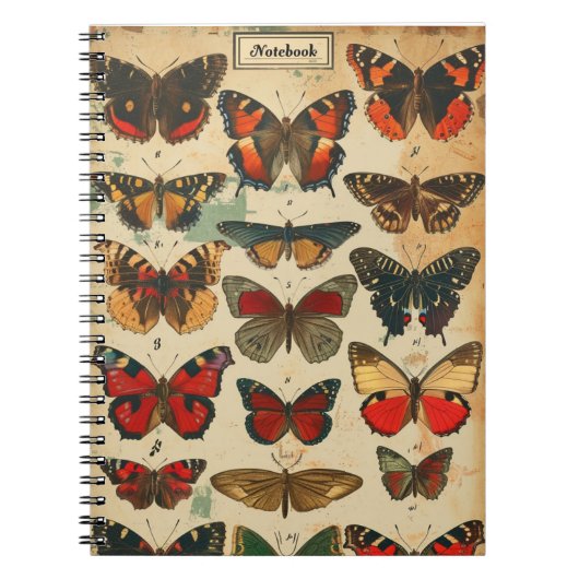 Schmetterlinge Vintage Notizblock (Vorderseite)