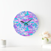 Schmetterlinge, violett und türkis große wanduhr (Zuhause)