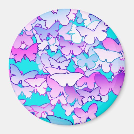 Schmetterlinge, violett und türkis magnet (Vorne)