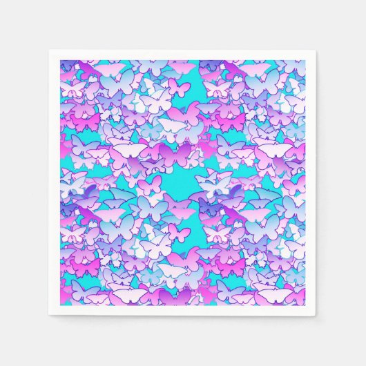 Schmetterlinge, violett und türkis serviette (Vorderseite)