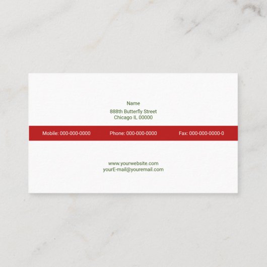 Schmetterlinge Visitenkarte (Rückseite)