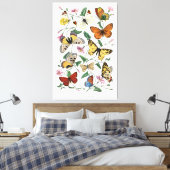 Schmetterlinge Wandkunst Leinwand im Vintage-Stil  (Insitu (Schlafzimmer))