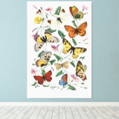 Schmetterlinge Wandkunst Leinwand im Vintage-Stil  (Insitu (Holzboden))