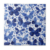 Schmetterlinge Wasserfarbe Blau Fliese (Vorderseite)