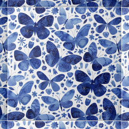 Schmetterlinge Wasserfarbe Blau Fliese