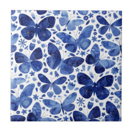 Schmetterlinge Wasserfarbe Blaue Keramikfliese