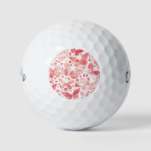 Schmetterlinge Wasserfarbe Korallen Pink Golf Ball (Vorderseite)