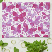 Schmetterlinge Wasserfarbe Magenta Pink Küchentuch (Gefaltet)