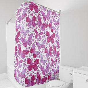 Schmetterlinge Wasserfarbe Magenta Rosa Duschvorhang
