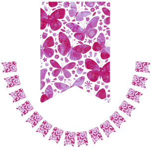 Schmetterlinge Wasserfarbe Magenta Rosa Jagdfahnen Wimpelkette