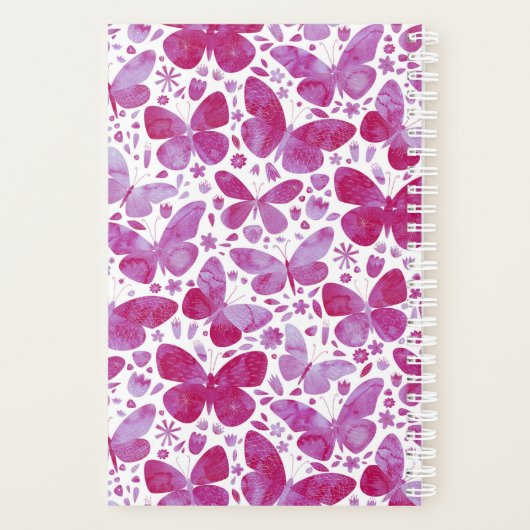 Schmetterlinge Wasserfarbe Magenta Rosa Planer (Rückseite)