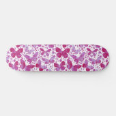 Schmetterlinge Wasserfarbe Magenta Rosa Skateboard (Horizontal)