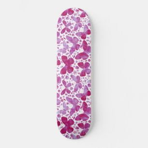 Schmetterlinge Wasserfarbe Magenta Rosa Skateboard