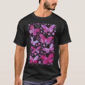 Schmetterlinge Wasserfarbe Magenta Rosa T - Shirt (Vorderseite)