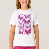 Schmetterlinge Wasserfarbe Magenta Rosa T-Shirt (Vorderseite)