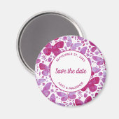 Schmetterlinge Wasserfarbe Magenta Save the Date r Magnet (Vorderseite/Rückseite)