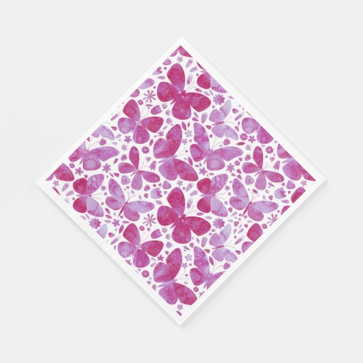 Schmetterlinge Wasserfarbe Moderne Magenta Rosa Serviette (Ecke)