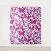 Schmetterlinge Wasserfarben-Muster rosa Wandteppich (Vorderseite)