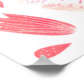 Schmetterlinge Wasserfarbenkoralle Pink Poster (Ecke)